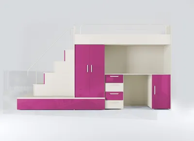 Image de Lit mezzanine en bois massif – Une solution compacte pour plus d'espace de rangement dans la pièce.