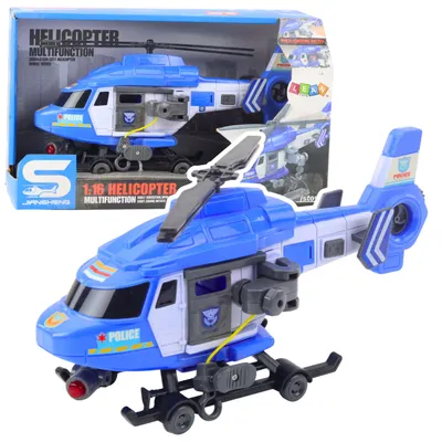 Zdjęcie produktu dla Helikopter policyjny z noszami świeci na niebiesko 1:16