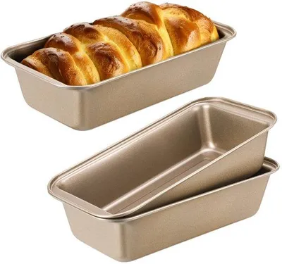 Productafbeelding van Ibenzoa® Backvorm-set, 3-delig – rechthoekige bakvormen van koolstofstaal, 25x13x6 cm, met antiaanbaklaag, geschikt tot 220°C, voor brood, taarten en toast