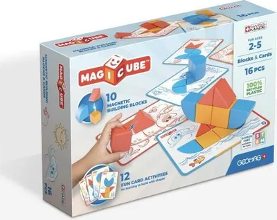 Produktbild von Magnetische Bausteine, GEOMAG Magicube Blocks & Cards, 16 Teile, Lernspielzeug, Recycelter Kunststoff