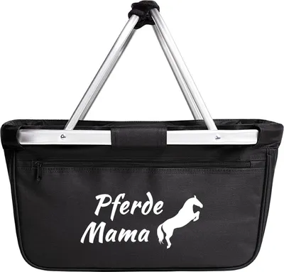 Produktbild von Huuraa Einkaufskorb Pferdemama Silhouette 20 Liter Black faltbarer Tragekorb Geschenkidee