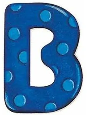 Produktbild von Selecta Holzbuchstabe B, 5 x 7 cm, selbstklebend, farbenfroh mit Streifen, Punkten, Sternen