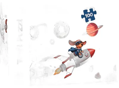 Zdjęcie produktu dla Puzzle 100 Jamnik na rakiecie 16558
