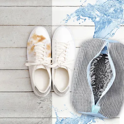 Produktbild von Schuhwaschbeutel für Sneaker & Sportschuhe – Waschbeutel mit Reissverschluss, Mikro-Textil-Fasern für 360° Reinigungseffekt & Schutz
