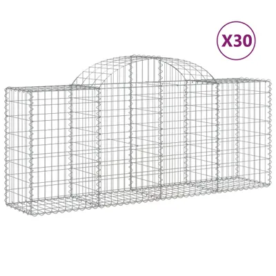 Produktbild von Gabionen mit Hochbogen 30 Stk. 200x50x80/100cm Verzinktes Eisen