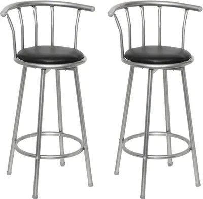 Image de Tabourets de bar lot de 2 noir similicuir