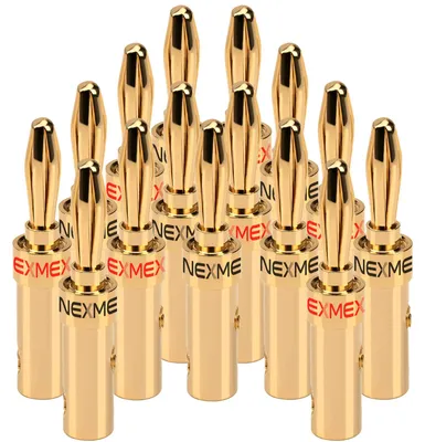 Produktbild von NEXMEX Bananenstecker 4mm schraubbar 16x Stecker vergoldet für Lautsprecherkabel