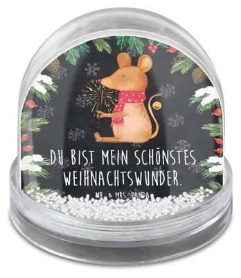 Produktbild von Mr. & Mrs. Panda Schneekugel Maus Weihnachten - Kreidetafel - Geschenk, Weihnachtsgruß, dekoartikel, schnee kugel, deko, Weihnachtsmotiv, Mäuschen, Frohe, Weihnachts