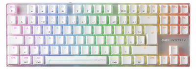 Produktbild von Gaming-Tastatur TKL, Weiß - Mechanisch, magnetisch, hot-swappable - RGB-Hintergrundbeleuchtung - Bluetooth, RF, USB-A