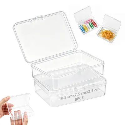 Imagen del producto de Cajas de almacenamiento con tapa, 8 unidades, 105 x 75 x 25 mm, de plástico, para organizar
