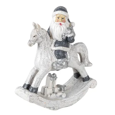 Produktbild von Clayre & Eef Figur Weihnachtsmann 13x6x17 cm Silberfarbig Polyresin