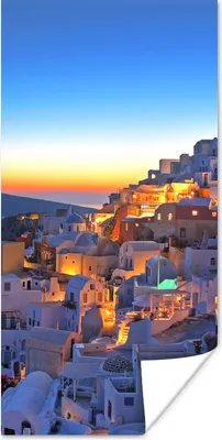 Produktbild von MuchoWow® Poster Oia Santorini mit farbenprächtigem Sonnenuntergang in Griechenland 20x40 cm - Plakat - Foto