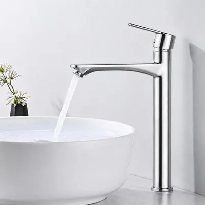 Image de Robinet de lavabo, finition chrome haute qualité, sans plomb, raccordement 3/8 de pouce