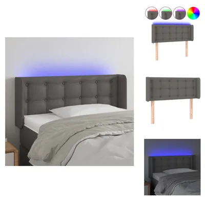 Imagen del producto de vidaXL Cabecero LED gris de 103x16x78/88 cm, fabricado en cuero sintético. Cabecero y piecero