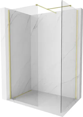 Produktbild von Mexen Kioto-X Duschwand Walk-in 130 x 110 cm, transparent 10 mm, gebürstet gold - 800-130-202-55-00-110-X