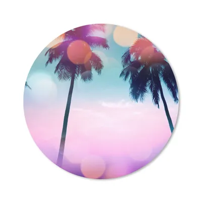 Produktbild von MuchoWow® Mauspad Mousepad Sommer - Palmen - Himmel - Rosa 20x20 cm - Mousepads - Maus Mat - Pad - Mausunterlage - Schreibtischmatte