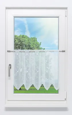 Produktbild von Scheibengardine Plauener Spitze - Kompassstern (Bx H) 163cm * 49cm Weiß/weiß