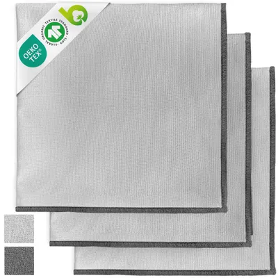 Produktbild von Geschirrtuch 3er Set, 70x45 cm, aus 100% Baumwolle, dunkelgrau und hellgrau