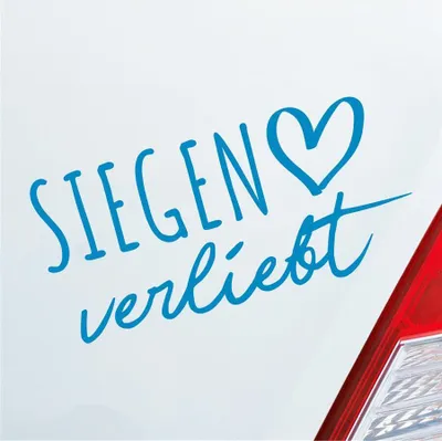 Produktbild von Auto Aufkleber Siegen verliebt Herz Stadt Heimat Liebe Car 19x9 cm Hellblau Sticker Heckscheibenaufkleber