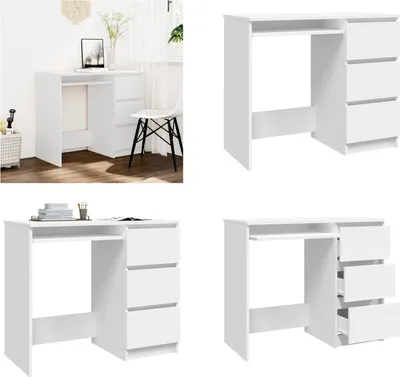 Produktbild von vidaXL Schreibtisch Weiß 90x45x76 cm Holzwerkstoff - Schreibtisch - Schreibtische - Computertisch - Computertische
