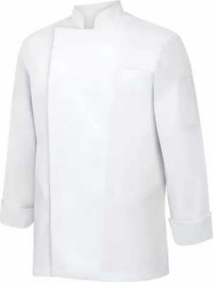 Imagen del producto de Chaqueta de chef para hombre, manga larga, color blanco, talla XL. Bata profesional para chefs y servicios de catering