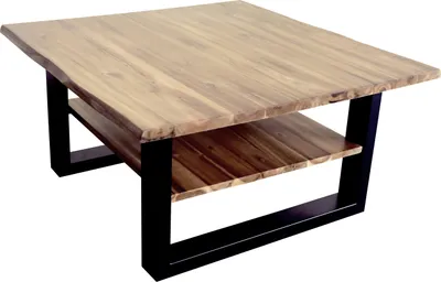 Produktbild von Couchtisch Baumkante 90 x 90 cm Akazie massiv + naturfarben lackiert schwarz PATRICK