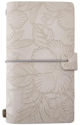 Productafbeelding van Notitieboekje A6, kunstleer, met bloemenreliëf, 192 pagina's, navulbaar, voor organisatie