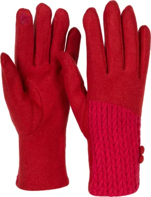 Produktbild von styleBREAKER Damen Touchscreen Handschuhe Einfarbig mit Zopfmuster und Knöpfen, warme Fingerhandschuhe, Winter 09010041