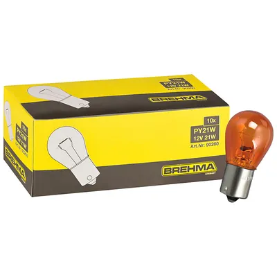 Produktbild von 10er Pack BREHMA Blinkerlampe 12 V PY21W orange Kugel Lampe BAU15s