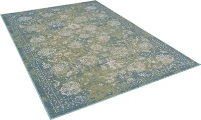 Produktbild von Vintage Teppich | In- & Outdoor Teppich | Flachgewebe | Wetterfest & UV-beständig | Balkon Terrasse Garten, Größe:80x150 cm, Farbe:Petrol
