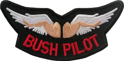 Produktbild von Biker Zitat Spruch Bush Pilot - Aufnäher, Bügelbild, Aufbügler, Applikationen, Patches, Sticker, Zum Aufbügeln, Größe: 10 x 4,5 cm