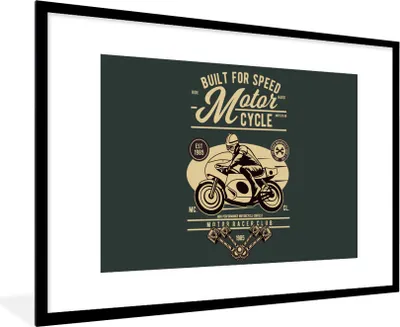 Produktbild von MuchoWow® MuchoWow® Gerahmtes Poster Mancave - Motorrad - Vintage - Zitate 90x60 cm - Poster mit zchwarzem Bilderrahmen - Wanddekoration - Fotos