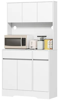 Immagine prodotto di Mobile da cucina, 6 ante, piano di lavoro aperto e ripiani interni regolabili | Colore: Bianco | Dimensioni: 100x38x180 cm