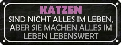 Produktbild von vianmo Blechschild 10x27 cm Katzen nicht alles im Leben aber Tier Haustier Katze