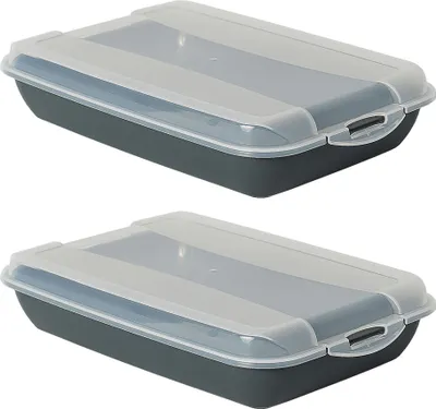 Produktbild von Novaliv 2er-Set Anthrazit Premium Aufschnittbox mit Transparentem Deckel, Frischhaltedosen für Wurst & Käse Maße 25x17x5 cm Kühlschrank Organizer Knäckebrotbox Wohnung must-have Küchen Gadgets