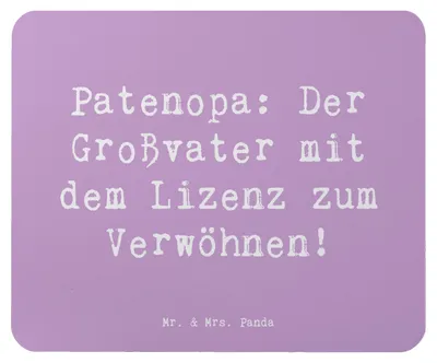 Produktbild von Mr. & Mrs. Panda Mauspad Spruch Patenopa Verwöhnung - Lavendeltraum - Geschenk, mousematte, Mousepad, mausteppich, Opa, Mouse Pad, Familie, pc mausunterlage, Geburtstage