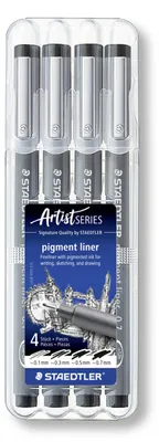 Obrázok produktu pre Staedtler pigment liner 308, Čierna, Priehľadná, Polypropylén (PP), Kolo, Atrament na pigmentovej báze, Kov