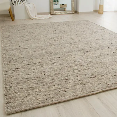 Produktbild von Steffensmeier Handwebteppich Birgsau | Wolle (Schurwolle), Natur Grau, handgewebt, Größe: 250x350 cm Wohnzimmer und Schlafzimmer