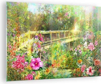 Produktbild von Bilder auf glas - Brücke Park Blume Frühling - 70x50cm - Glasbilder - Wandbilder - Kunstdruck - zum Aufhängen bereit - Wanddekoration aus Glas - Glas Bilder - Wandbild auf Glas - GAA70x50-2906