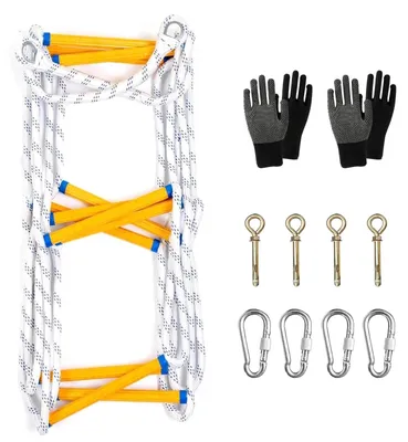 Immagine prodotto di Scala antincendio - Scala a corda - Scala di soccorso portatile - 10 metri - Nylon ignifugo - Sicurezza per adulti - Adatta per finestre...