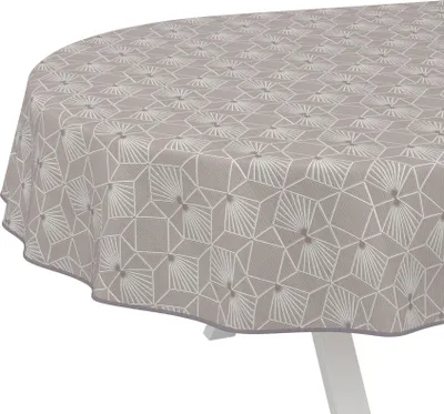 Produktbild von Tischdecke Wachstuch Premium Ornamente Beige Robust Wasserabweisend Oval Breite 140 cm Länge 160 cm