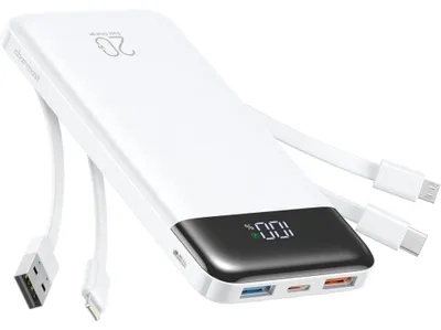 Produktbild von Charmast Power Bank, 22,5W Powerbank 20000mAh mit 4 Kabel-Weiß