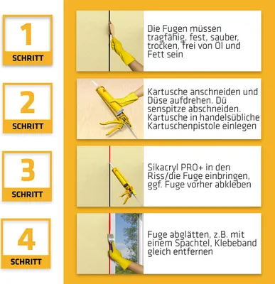 Produktbild von Acryldichtstoff Sikacryl PRO+ 300ml Weiß Innen Außen 12,5% Bewegungsaufnahme