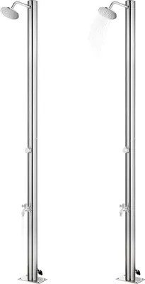 Produktbild von vidaXL Gartendusche mit Brauner Bodenplatte 220 cm Edelstahl