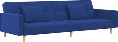 Immagine prodotto di Divano Letto a 2 Posti con 2 Cuscini Blu in Tessuto