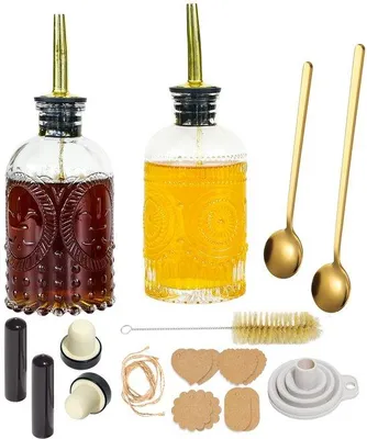 Produktbild von Gläserner Ölservice-Set mit stilischem Design und praktischer Zapfhilfe