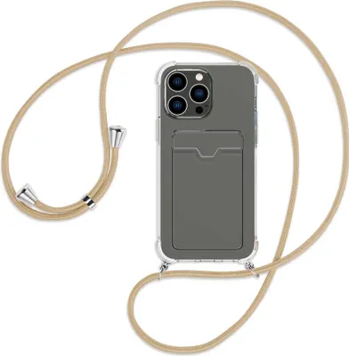 Produktbild von Handykette Backcover-Schutzhülle mit Band (Metall silberfarben) für Apple iPhone 14 Pro Max (6.7'') - caramel