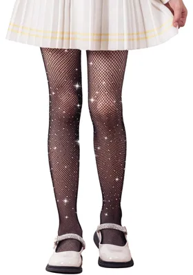 Produktbild von 2-Pack Netzstrumpfhosen mit Strass für Mädchen