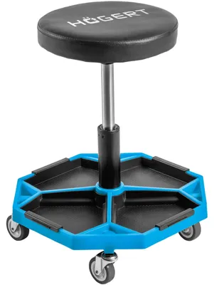 Zdjęcie produktu dla Taboret warsztatowy na kółkach - Regulowana wysokość 370 do 520 mm - Maks. obciążenie 140 kg - 4 kółka skrętne