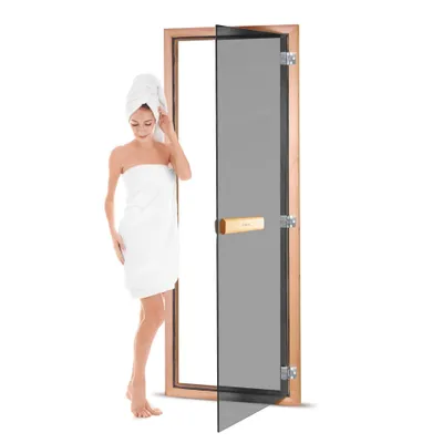 Produktbild von Suleno Saunatür mit Zarge 70 x 190 cm robuste Konstruktion mit Holzgriff - Anthrazit 32351-16